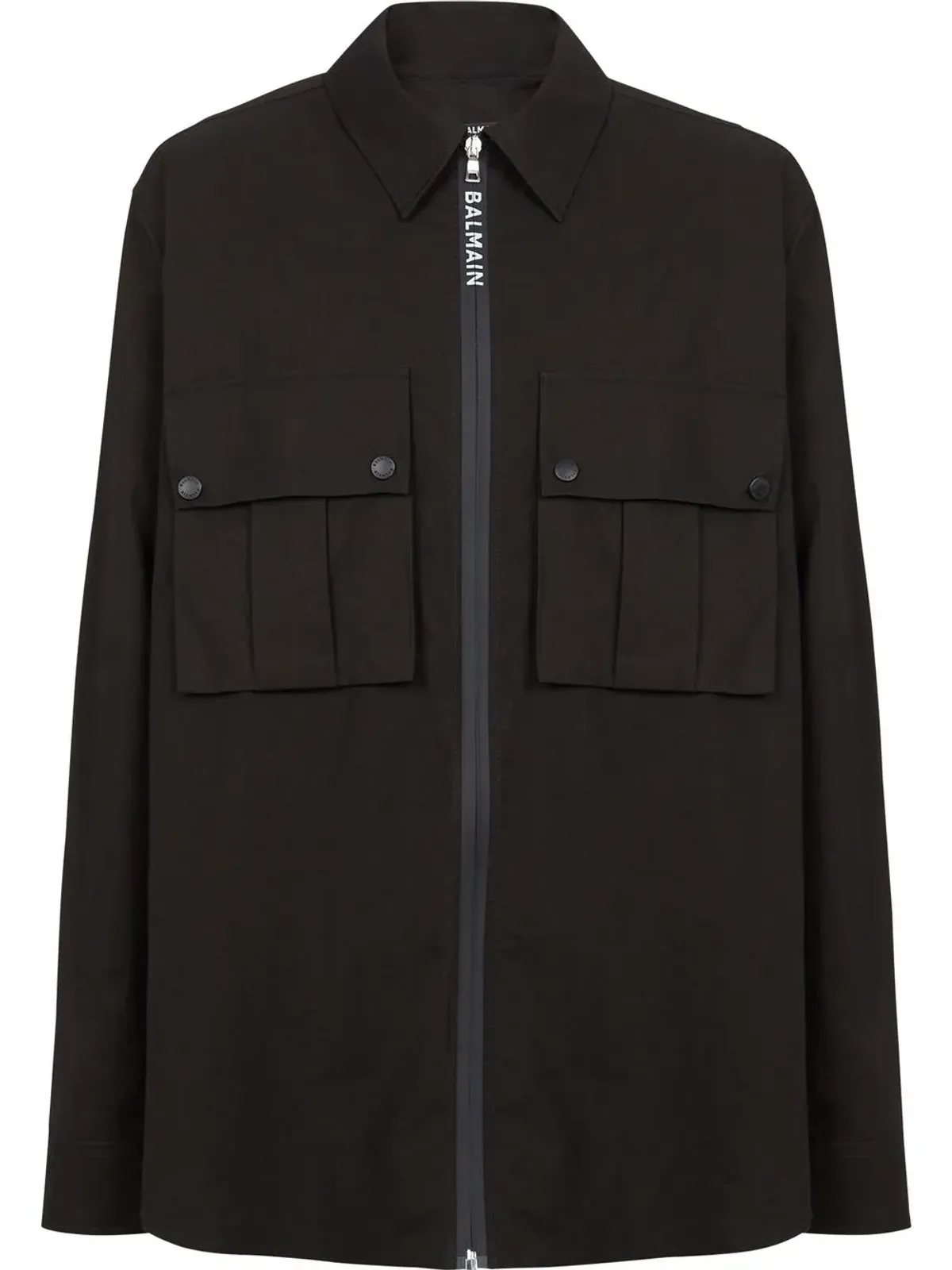 Balmain ジップアップコットンシャツ - ブラック - 画像1