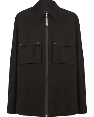 Balmain ジップアップコットンシャツ - ブラック - サムネイル1