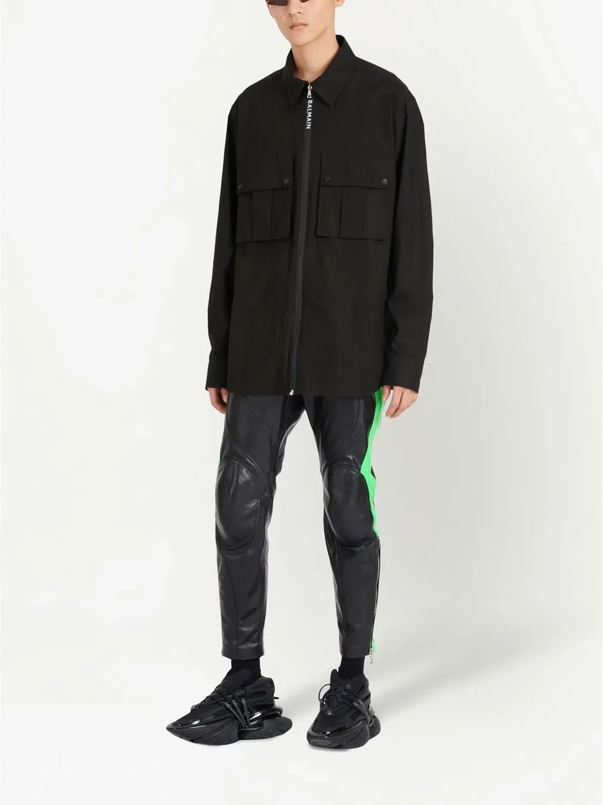 Balmain ジップアップコットンシャツ - ブラック - 画像2