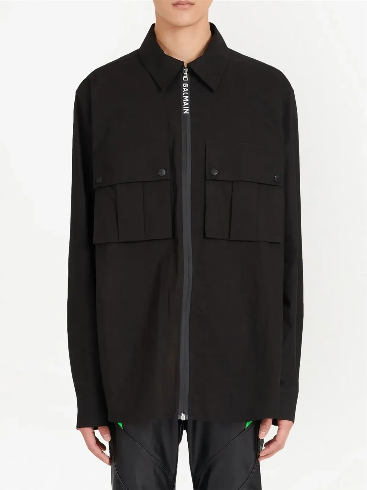 Balmain ジップアップコットンシャツ - ブラック - 画像3