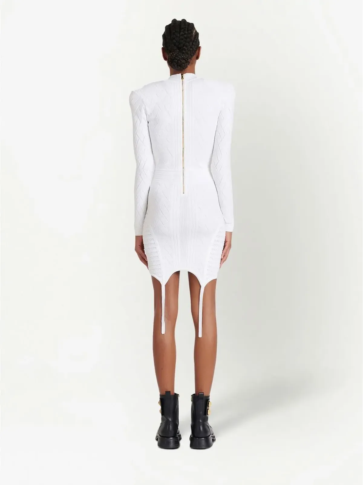 Balmain レースアップディテール ニットドレス - White - 画像4