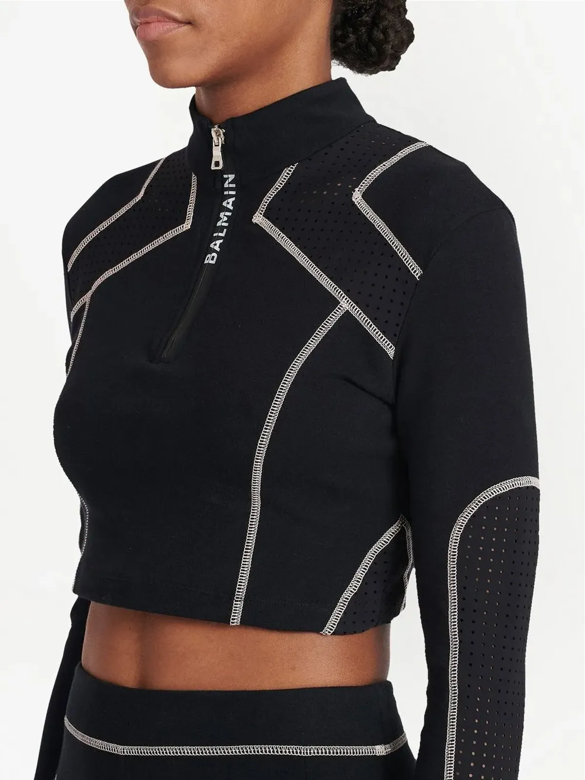 Balmain ロゴプリント クロップドトップ - 画像5