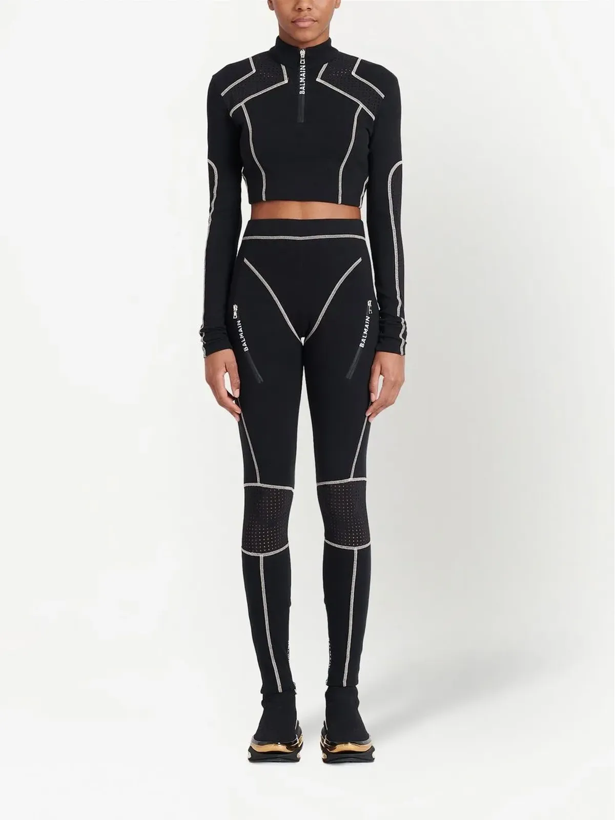 Balmain ロゴプリント クロップドトップ - 画像3