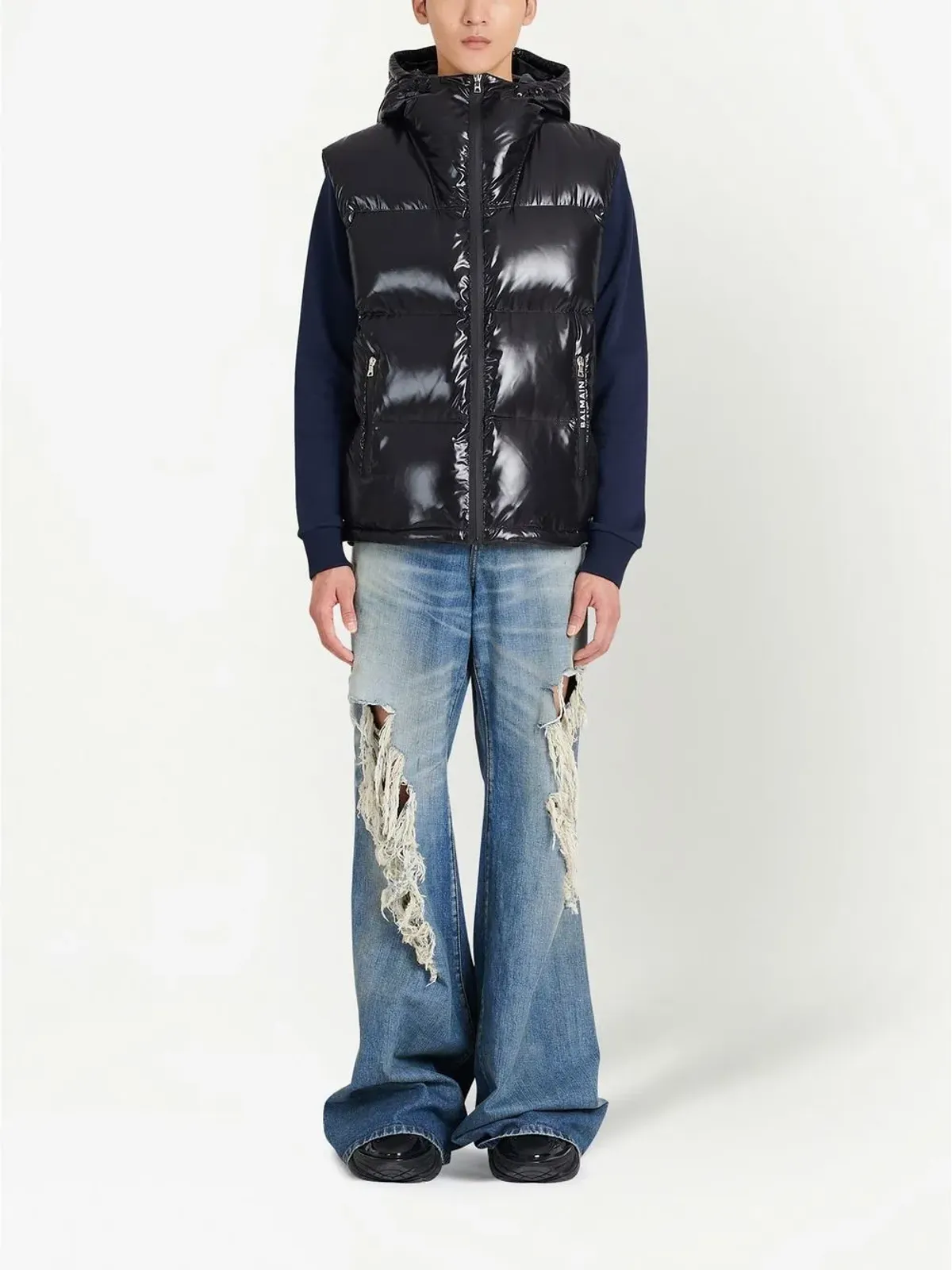 Balmain ダウンフード付きノースリーブジャケット - 画像3