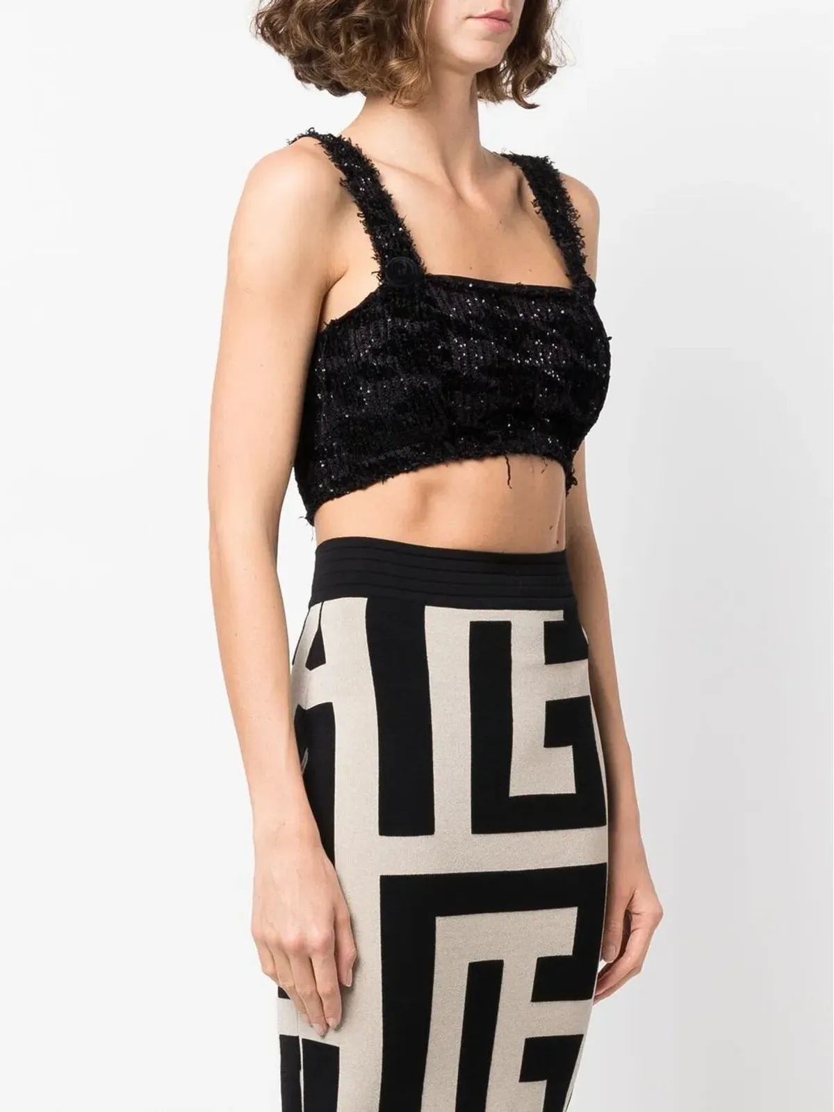 Balmain シークインニットクロップトップ - 画像3