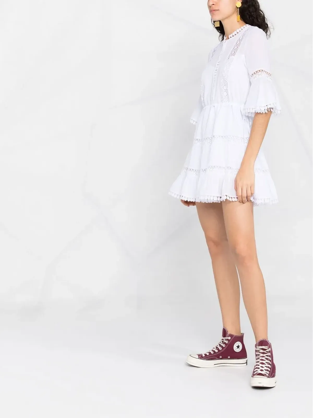 Charo Ruiz Ibiza レースディテール コットンシャツドレス - 画像4