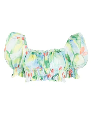 Charo Ruiz Ibiza グラフィックプリントのフリル付きクロップトップ - サムネイル1