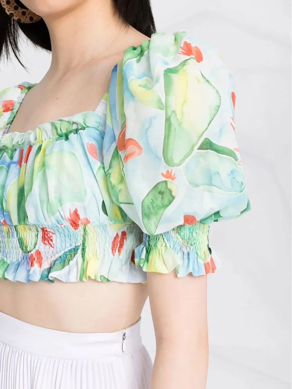 Charo Ruiz Ibiza グラフィックプリントのフリル付きクロップトップ - 画像3