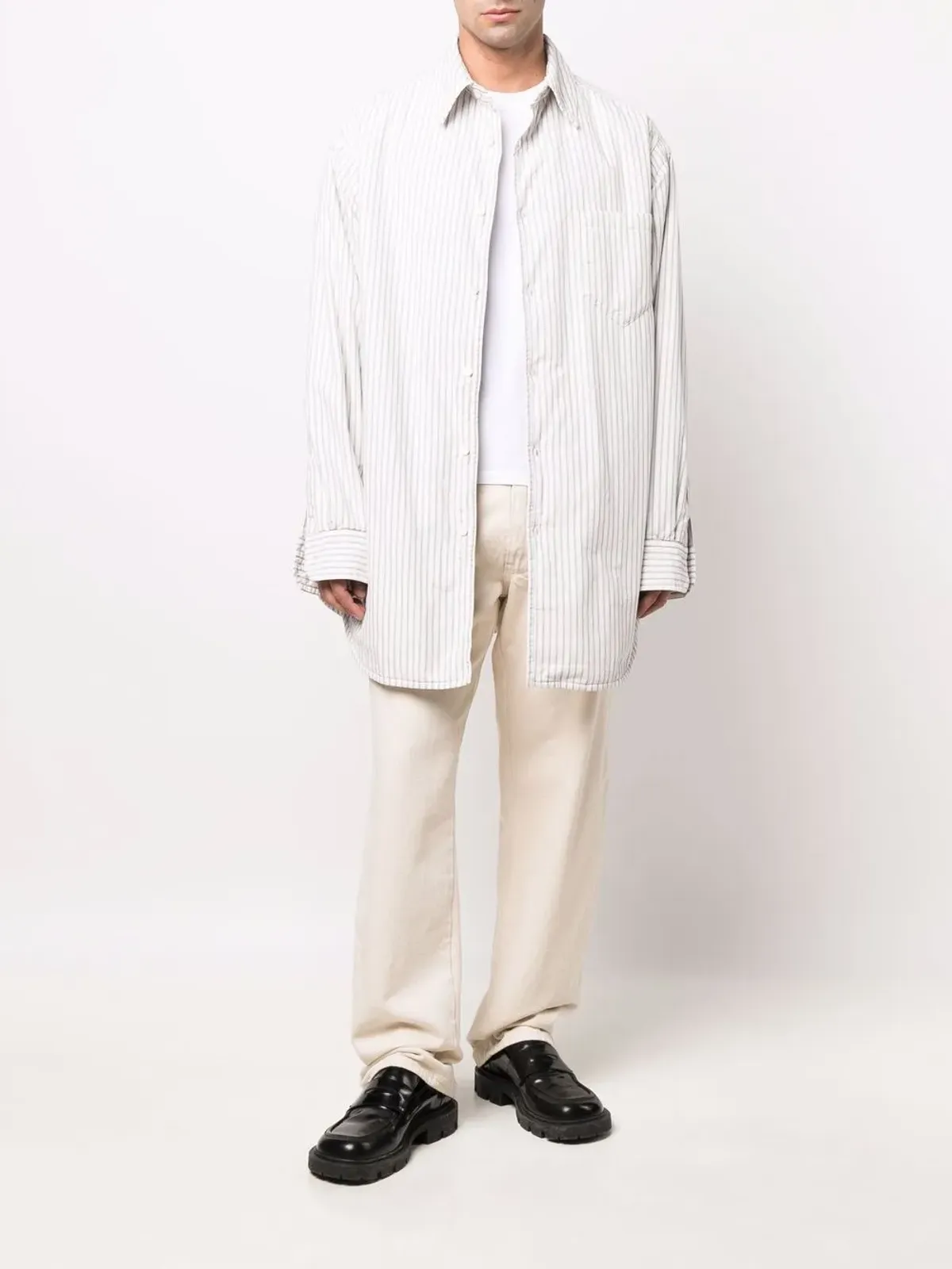 Maison Margiela stripe-print padded shirt - White - 画像2