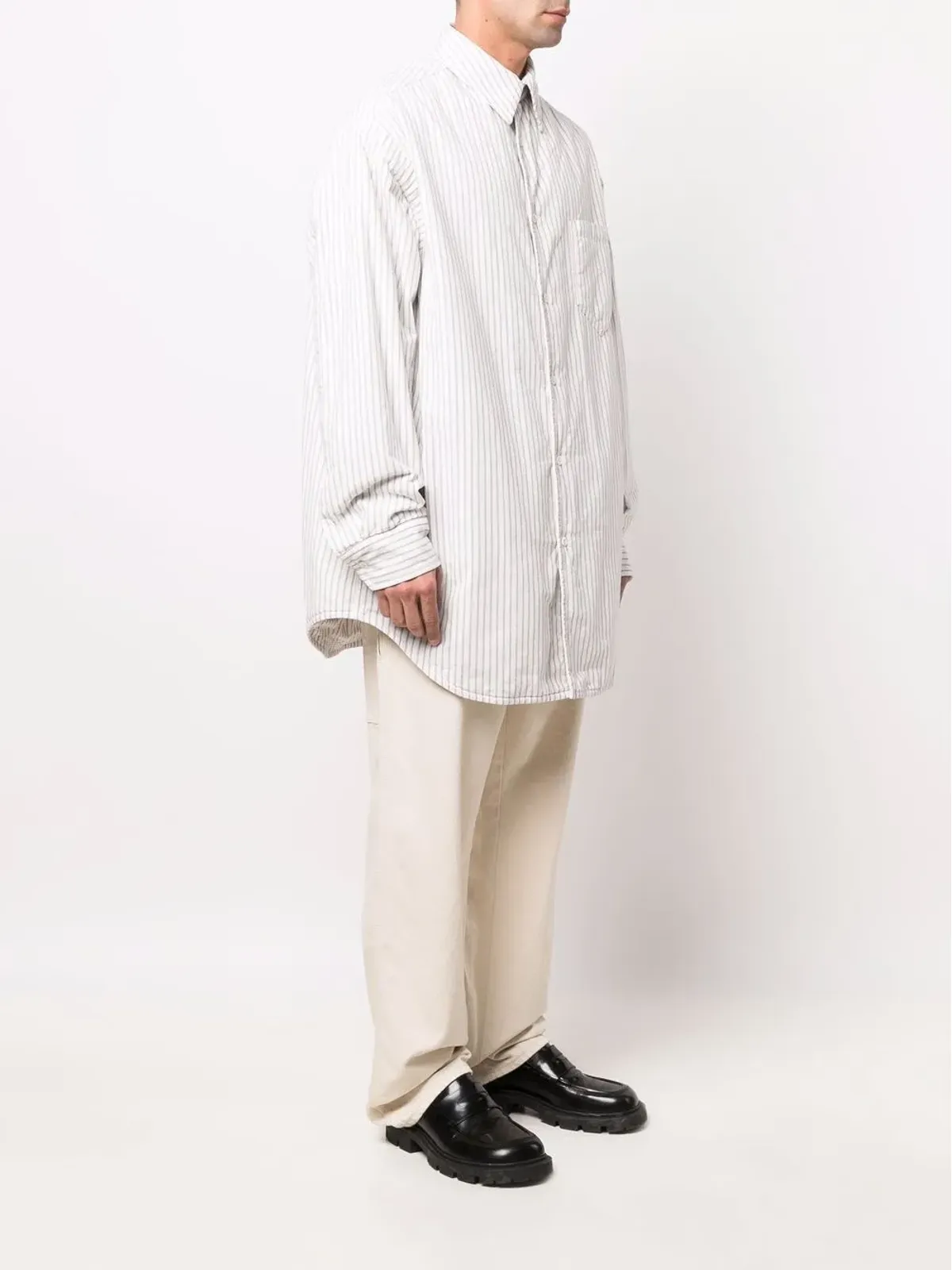 Maison Margiela stripe-print padded shirt - White - 画像3