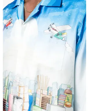 Casablanca Casa Cafe landscape-print silk shirt - Blue - サムネイル5