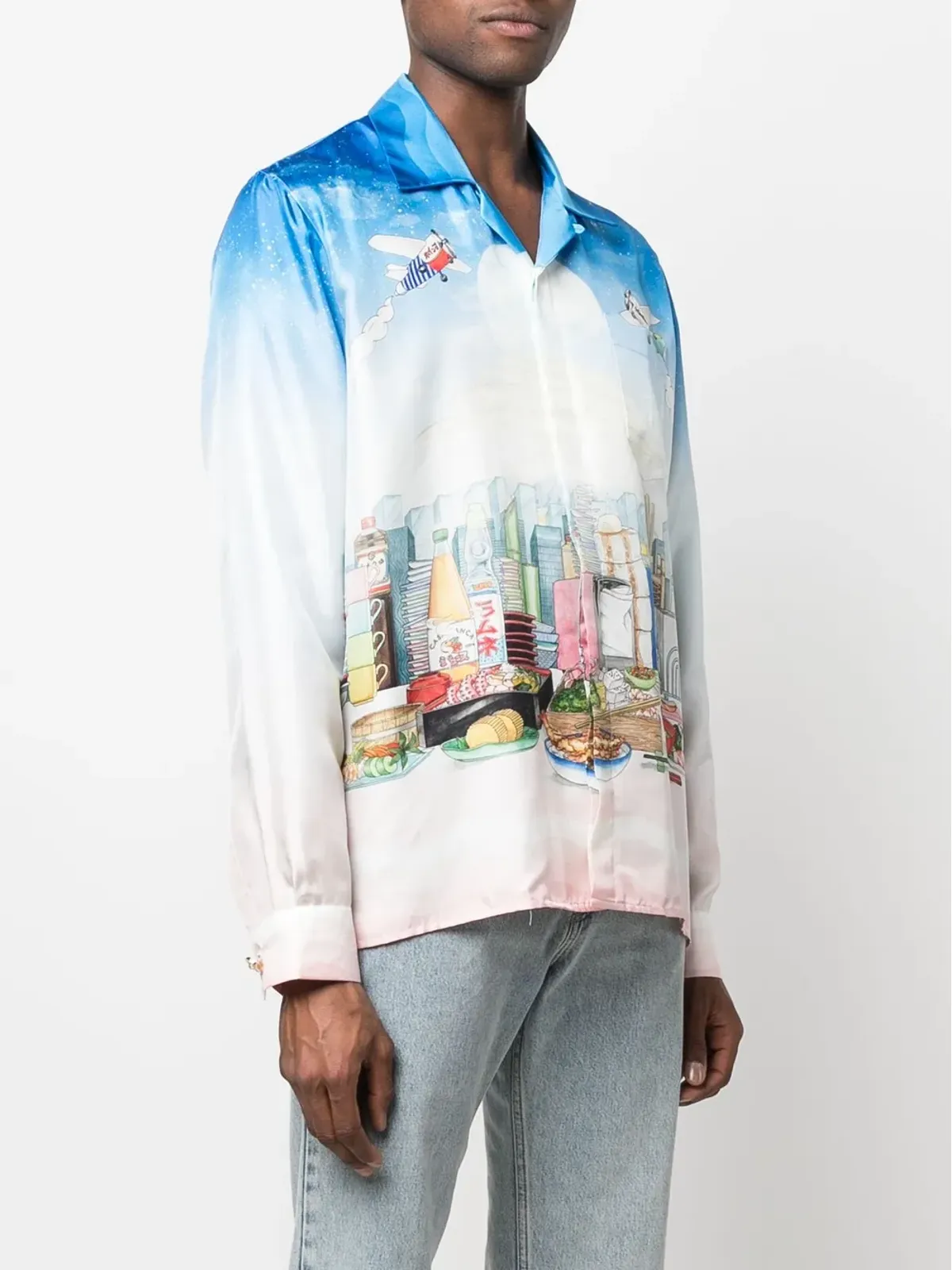 Casablanca Casa Cafe landscape-print silk shirt - Blue - 画像3