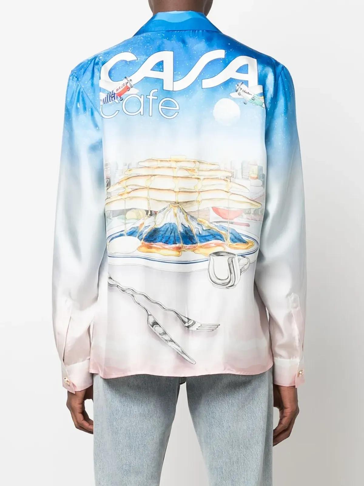 Casablanca Casa Cafe landscape-print silk shirt - Blue - 画像4