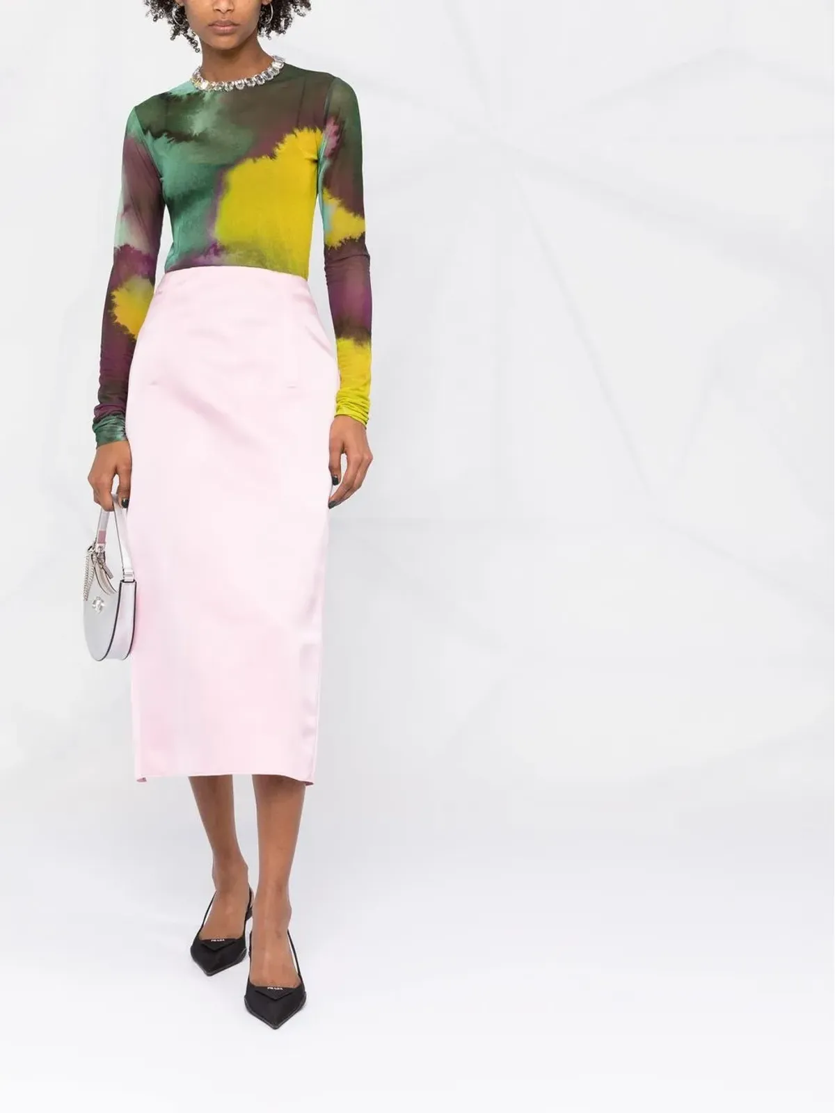 Prada 後ろスリット入りハイウエストスカート - 画像2