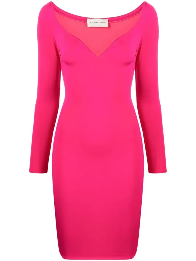 Alexandre Vauthier Alexandre Vauthier プランジングVネック ミディドレス - ピンクの商品画像