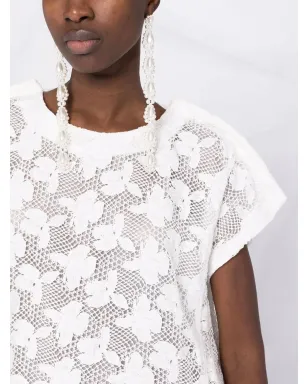 Comme Des Garçons Comme Des Garçons フローラル刺繍のメッシュTシャツドレス - サムネイル5