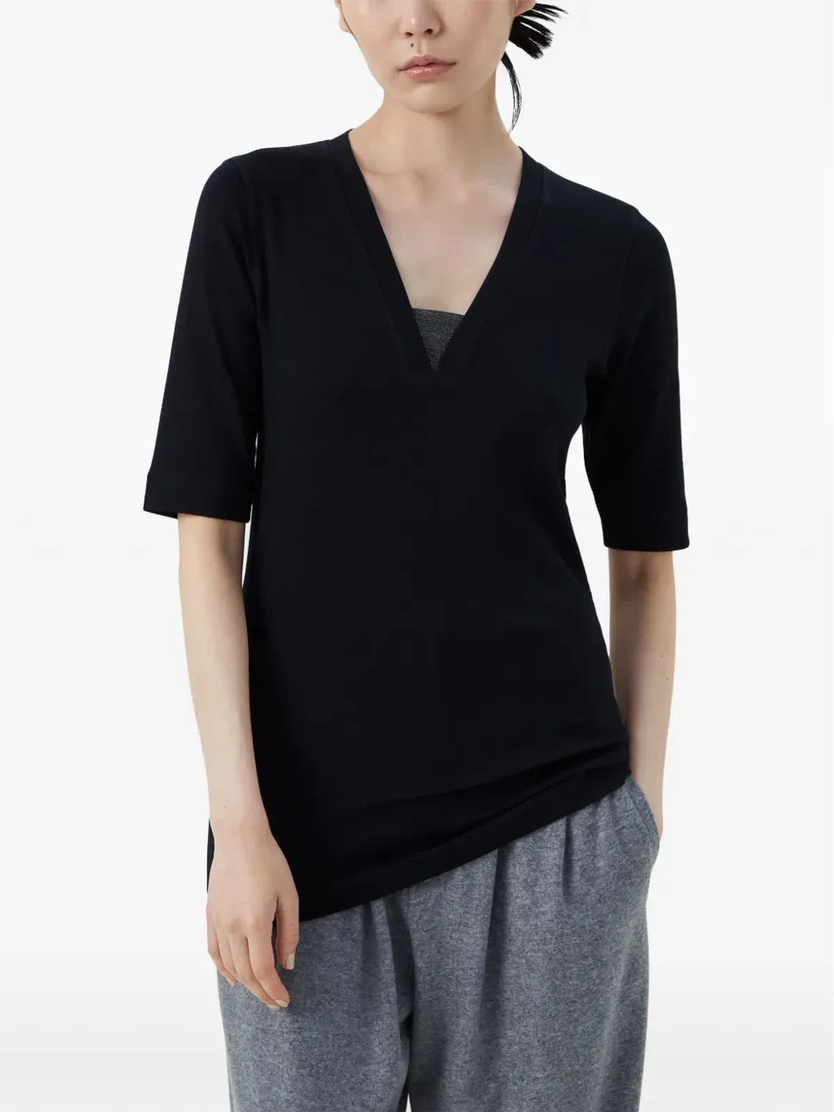 Brunello Cucinelli VネックTシャツ - 画像3