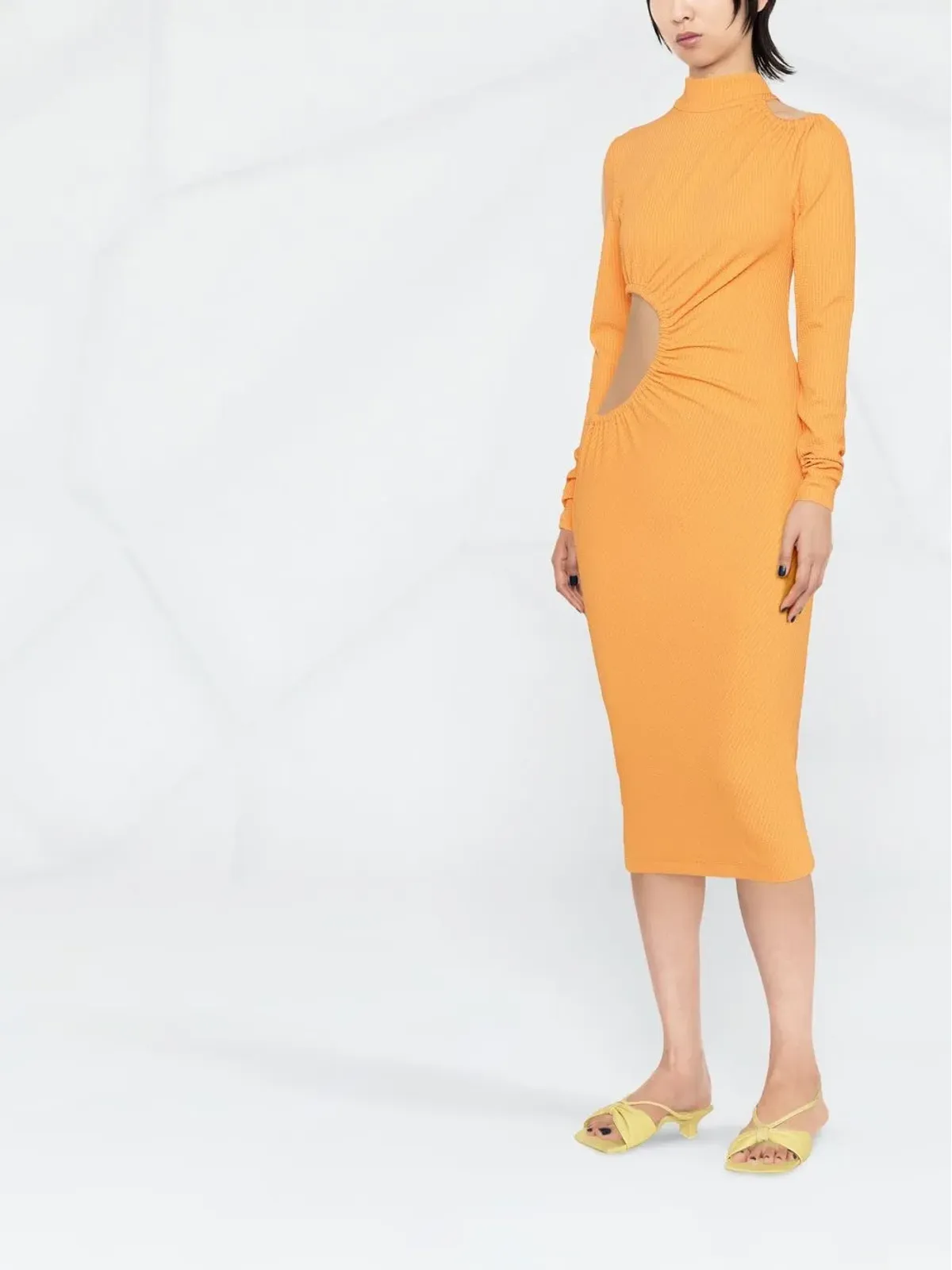 ROTATE BIRGER CHRISTENSEN カットアウトアシンメトリックドレス - オレンジ - 画像2