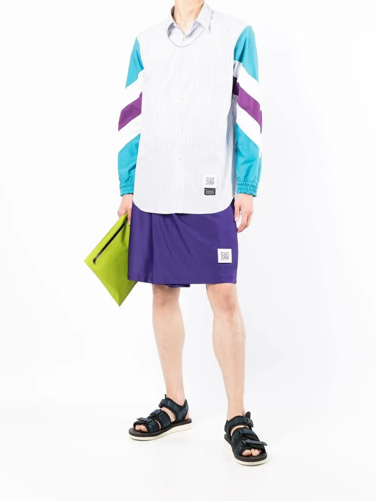 Fumito Ganryu コントラストスリーブストライプシャツ - 画像2