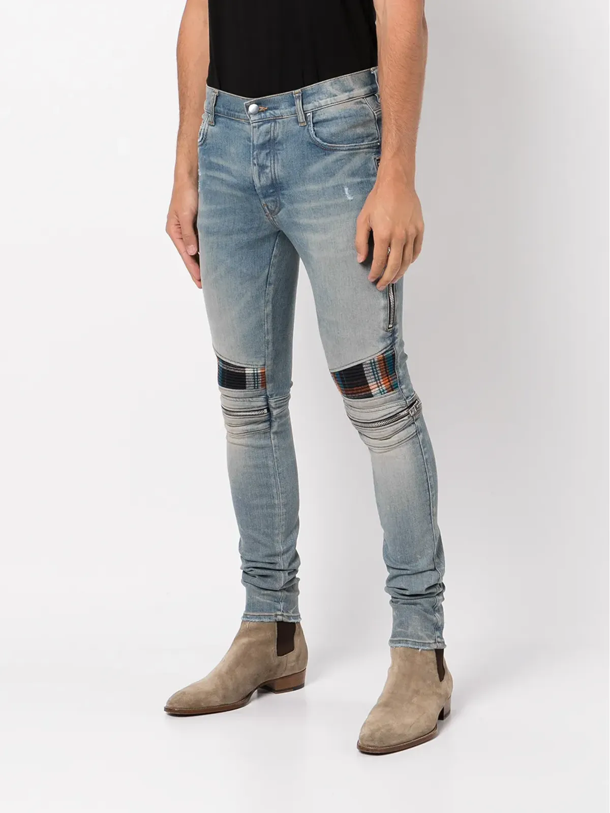 AMIRI ミッドライズ コントラストパネル スキニージーンズ - 画像3