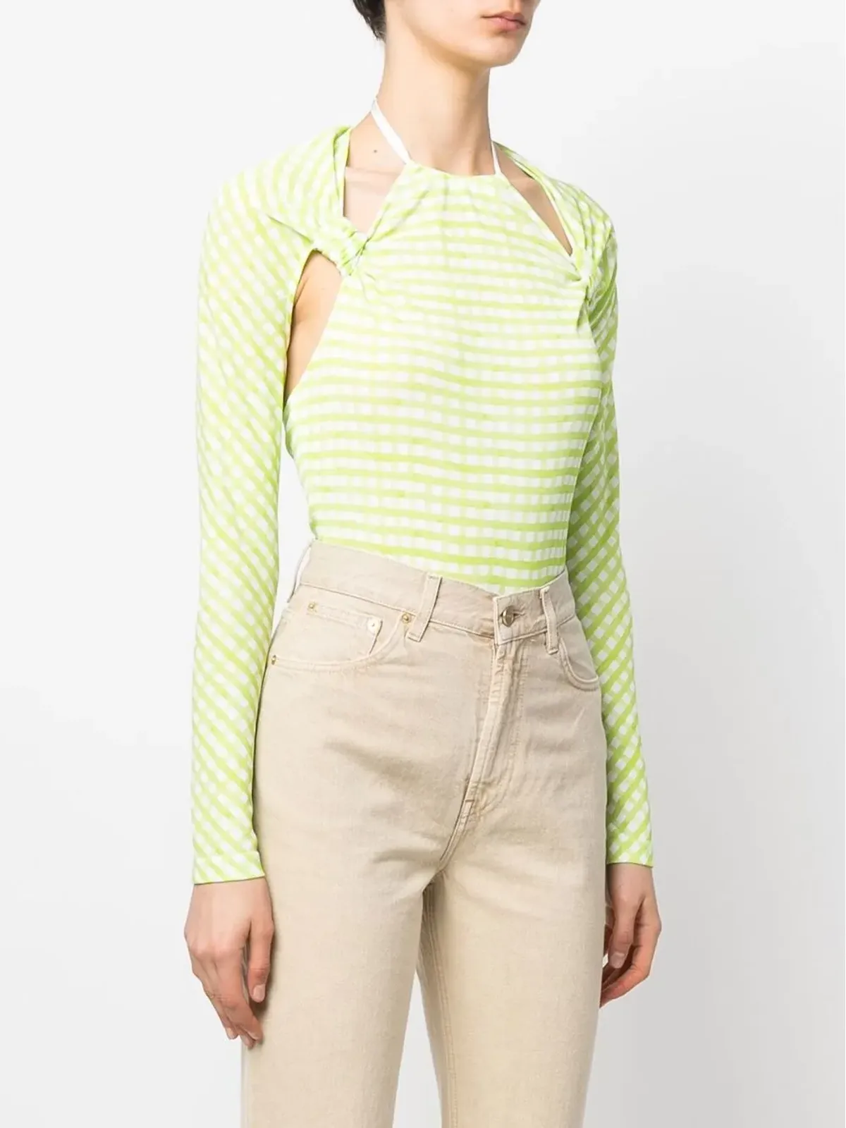 Jacquemus チェック柄カットアウトボディスーツ - 画像3