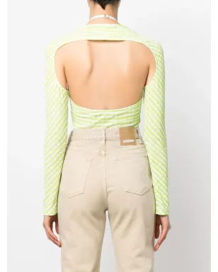 Jacquemus チェック柄カットアウトボディスーツ - サムネイル4
