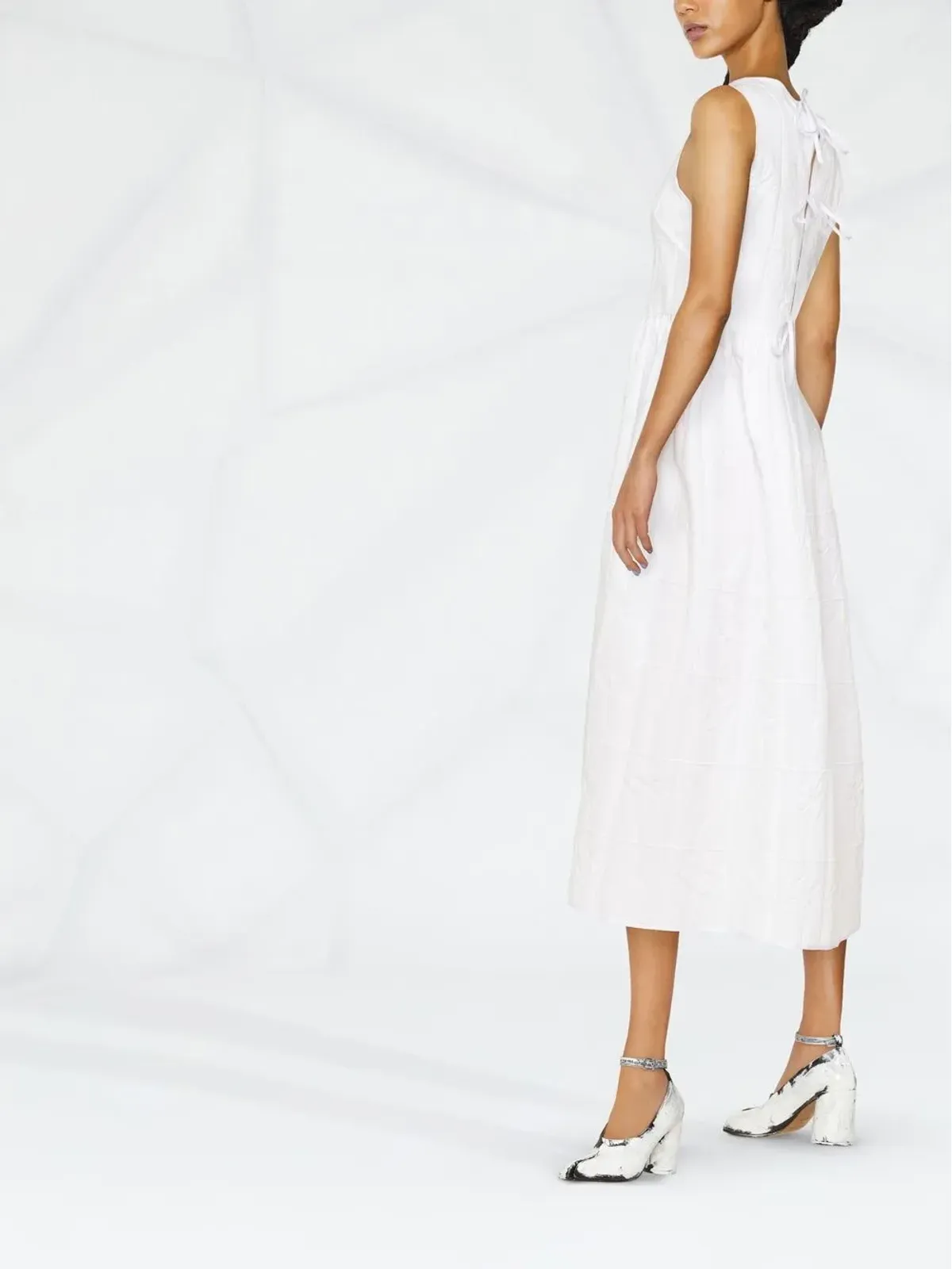 Cecilie Bahnsen ディッテ チェック柄フローラル ミディドレス - 画像3