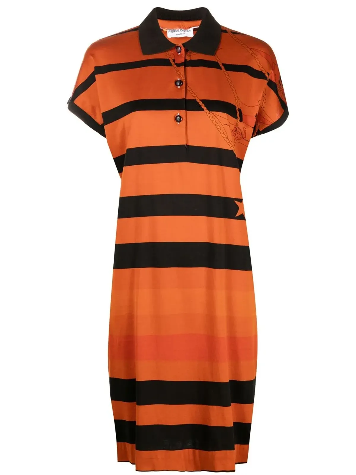 Pierre Cardin Pre-Owned 1980年代ストライプ ポロドレス - オレンジ - 画像1