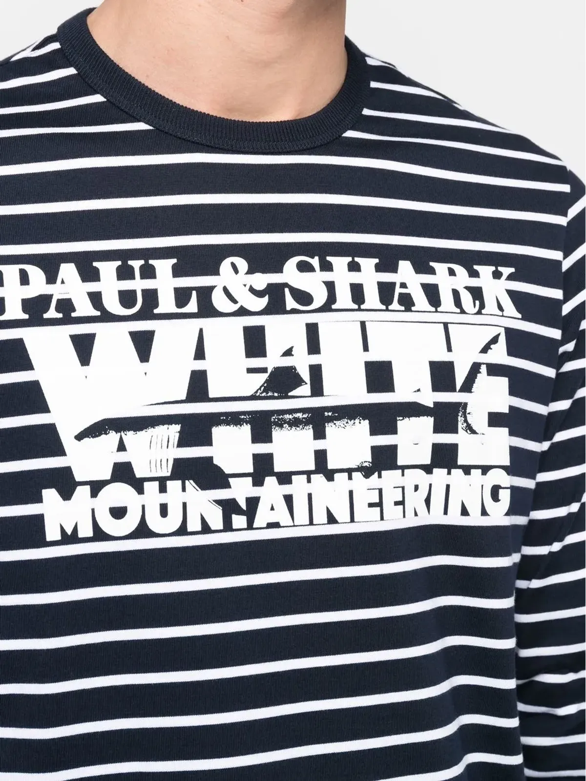Paul & Shark ロゴプリントストライプTシャツ ネイビー/ホワイト - 画像5