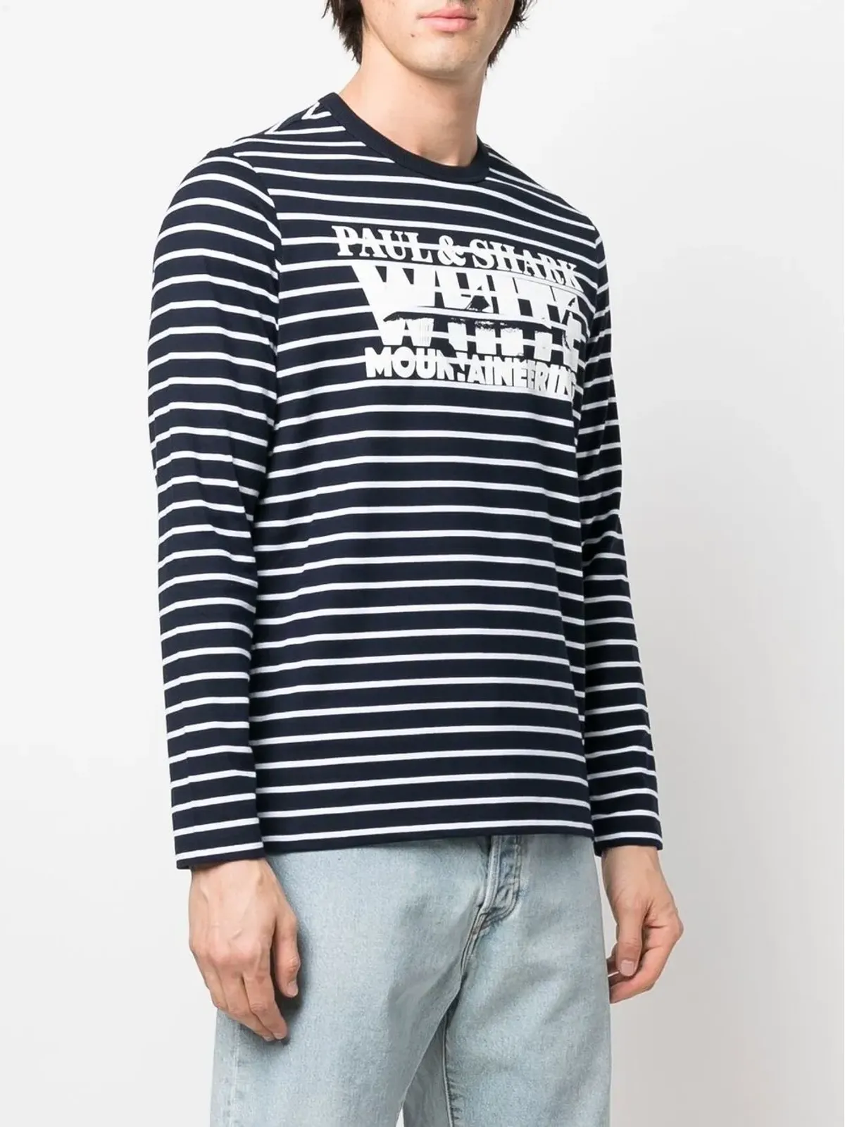 Paul & Shark ロゴプリントストライプTシャツ ネイビー/ホワイト - 画像3