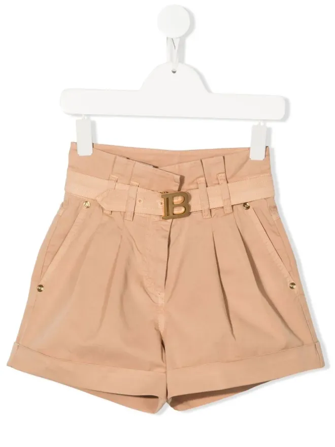 Balmain Kids Balmain Kids ロゴプレート ハイウエストショーツ - Neutralsの商品画像