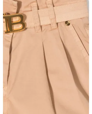 Balmain Kids ロゴプレート ハイウエストショーツ - Neutrals - サムネイル3