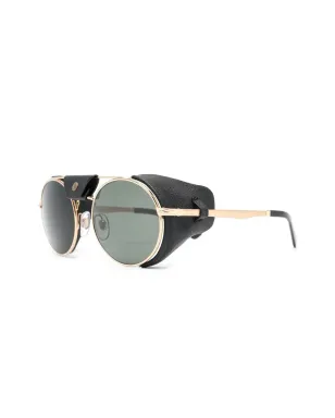 Persol ゴールド レザーサイド丸型サングラス - サムネイル2