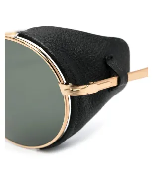 Persol ゴールド レザーサイド丸型サングラス - サムネイル3