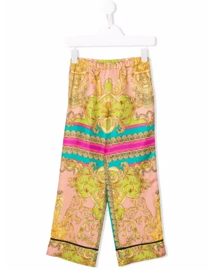 Versace Kids バロック柄ワイドレッグパンツ - イエロー - サムネイル1