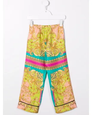 Versace Kids バロック柄ワイドレッグパンツ - イエロー - サムネイル2