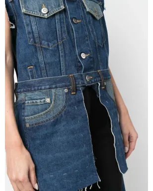 Maison Margiela ロングライン アシンメトリック デニムベスト ブルー - サムネイル5