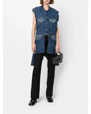 Maison Margiela ロングライン アシンメトリック デニムベスト ブルー - サムネイル2