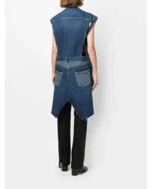 Maison Margiela ロングライン アシンメトリック デニムベスト ブルー - サムネイル4