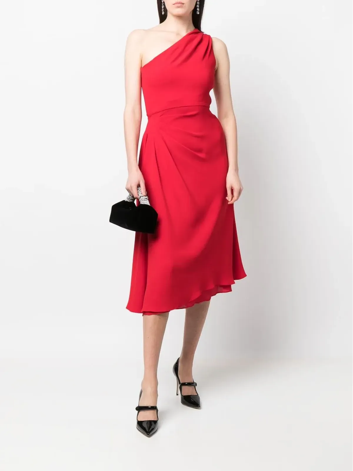 Christian Dior Pre-Owned 2010年頃のギャザー入りワンショルダー・シルクドレス - 画像2
