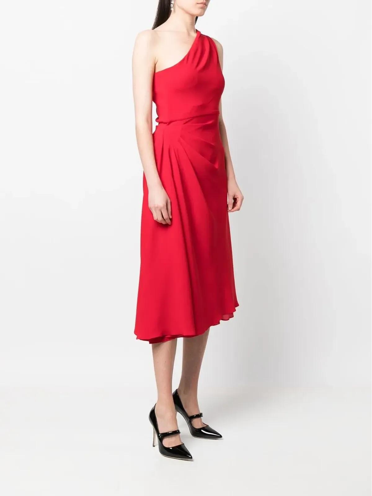 Christian Dior Pre-Owned 2010年頃のギャザー入りワンショルダー・シルクドレス - 画像3