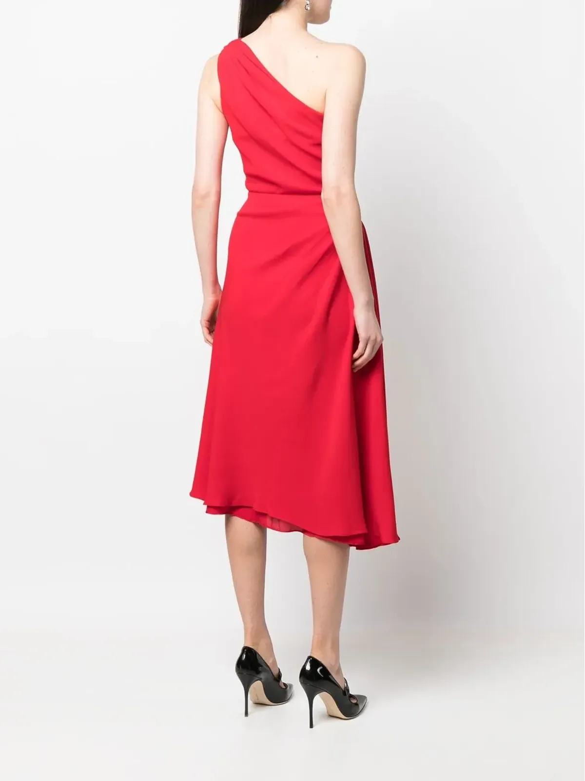 Christian Dior Pre-Owned 2010年頃のギャザー入りワンショルダー・シルクドレス - 画像4