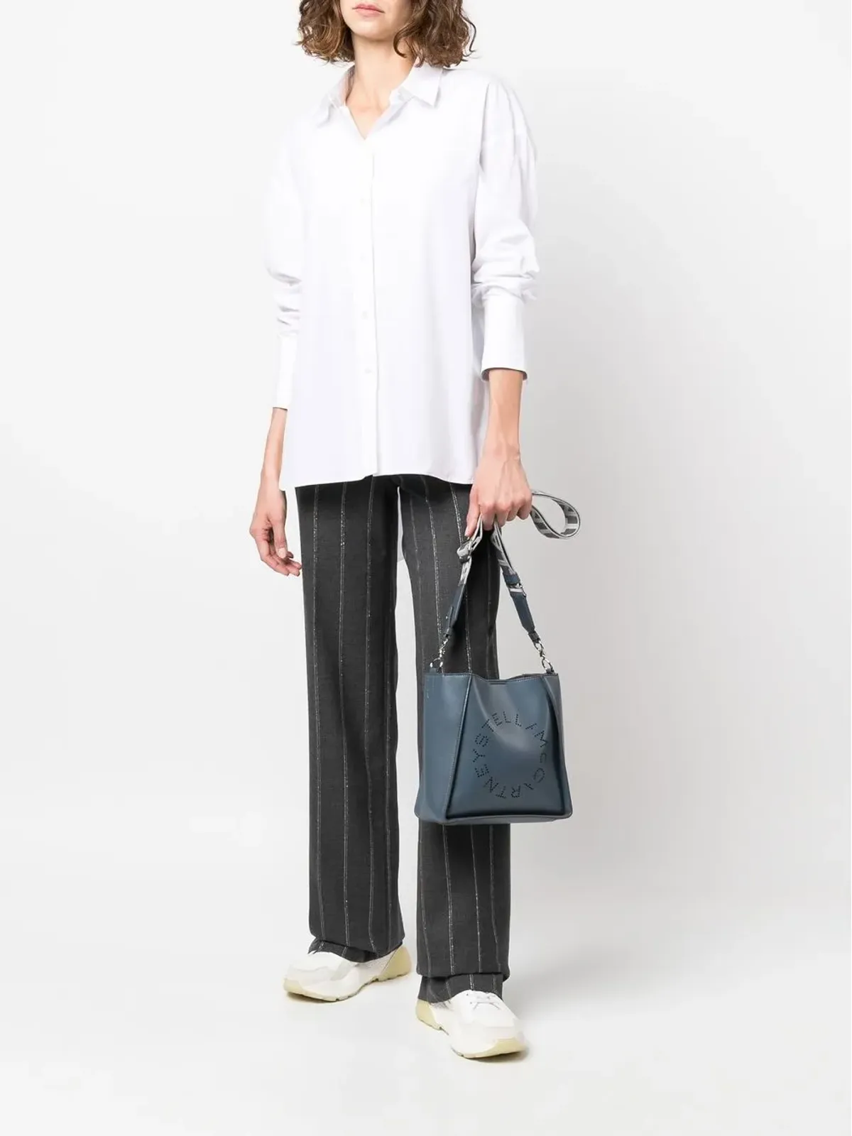 Stella McCartney ステッチディテールストライプ テーラードパンツ - グレー - 画像2