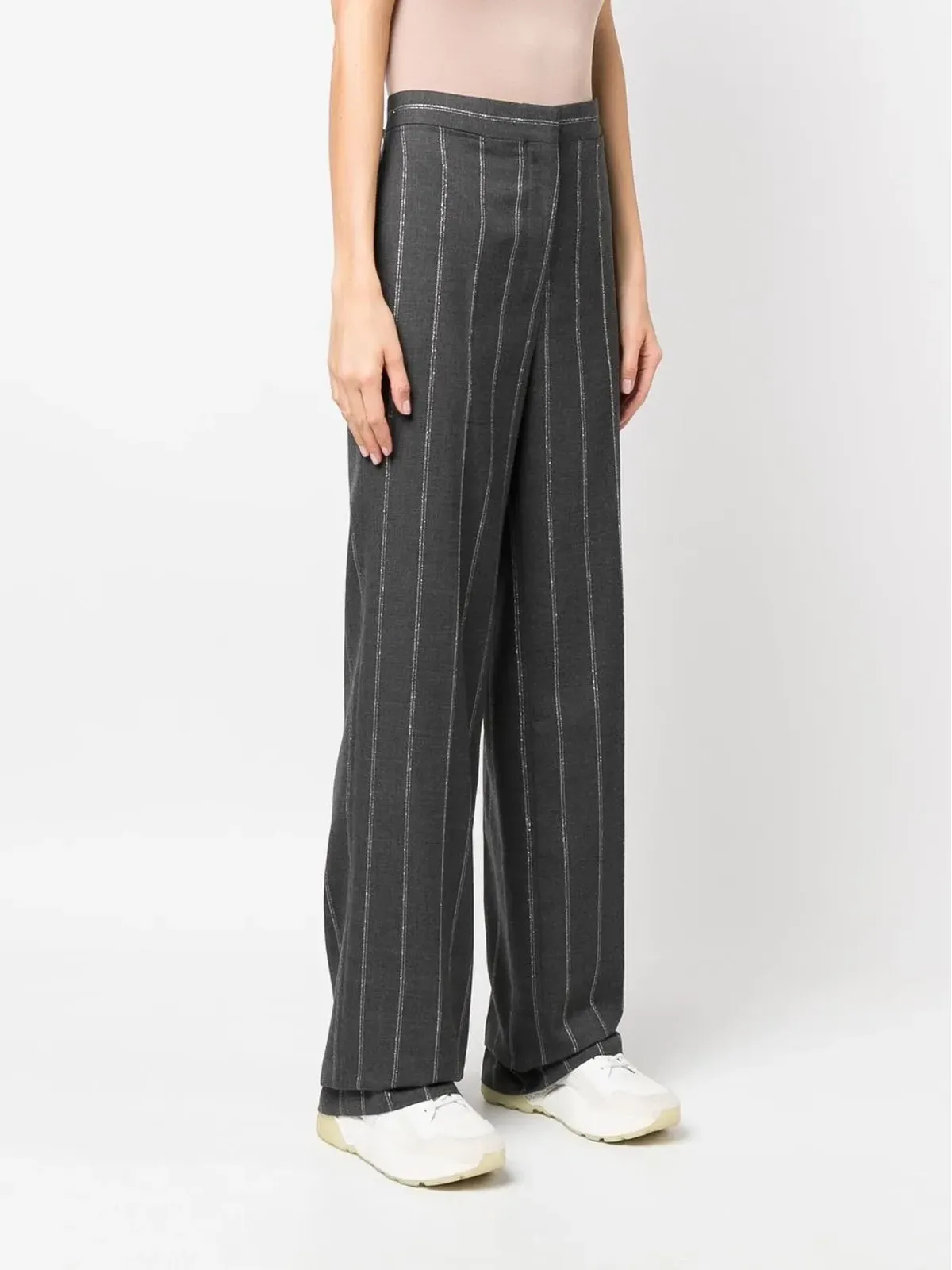 Stella McCartney ステッチディテールストライプ テーラードパンツ - グレー - 画像3