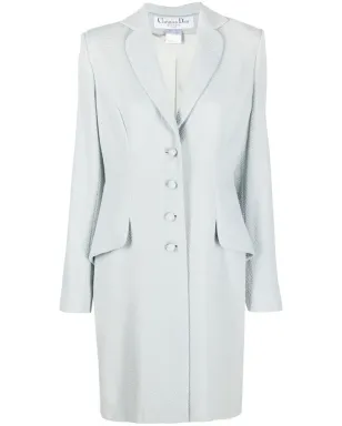 Christian Dior Pre-Owned 1990年代 テクスチャード ノッチド・シングルブレスト コート - ブルー - サムネイル1