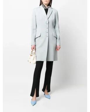 Christian Dior Pre-Owned 1990年代 テクスチャード ノッチド・シングルブレスト コート - ブルー - サムネイル2