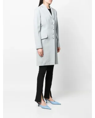 Christian Dior Pre-Owned 1990年代 テクスチャード ノッチド・シングルブレスト コート - ブルー - サムネイル3