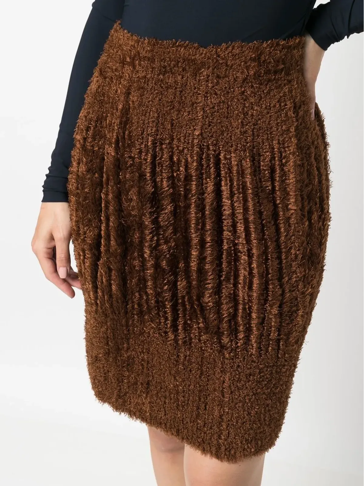 Issey Miyake Pre-Owned 2000s brushed-effect pleated skirt - Brown - 画像5