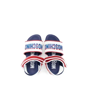 Moschino Kids ロゴプリント・タッチストラップサンダル - ホワイト - サムネイル3