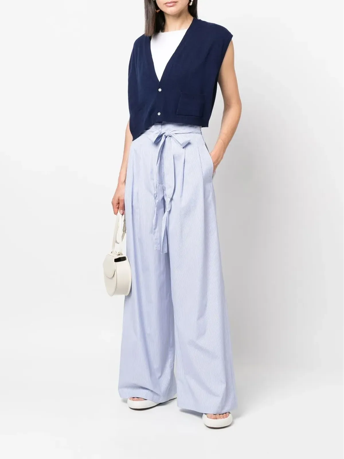 Jejia stripe-print tie-waist palazzo pants - Blue - 画像2